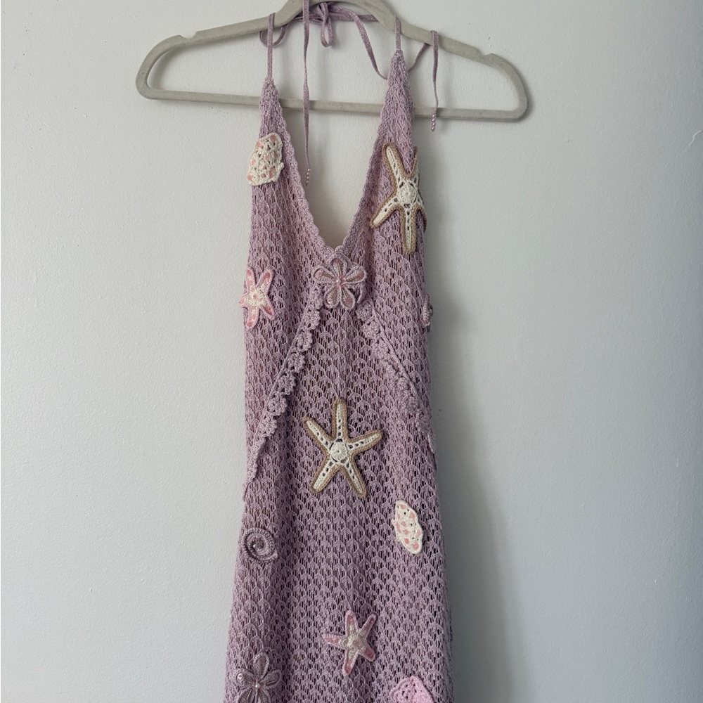 LoveShackFancy Pink Maxi Dress Macie Beaded Crochet Maxi Dress - Picture 2 of 8